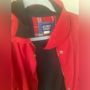 Vintage, 80s Koret City Blues Style: Oversized Red, Barn Jacket - bomber‎ jacket